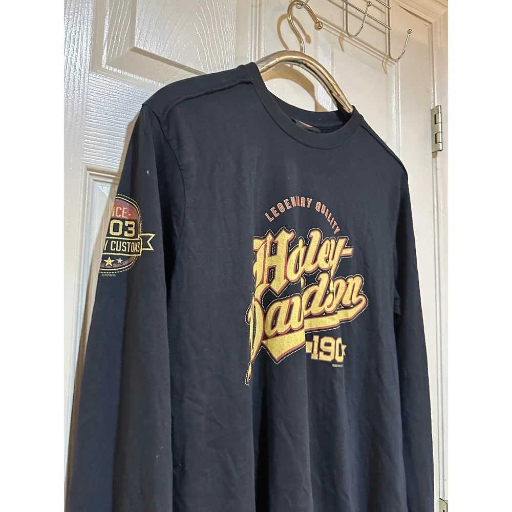 Harley Davidson Long Sleeve Shirt‎ Mens Large St Charles Missouri Eagle Graphic